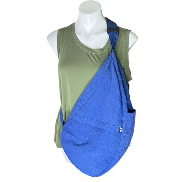 Vintage 90s Ameribag Healthy Back Bag Sling Backpack Nylon Periwinkle Blue - Picture 1 of 10